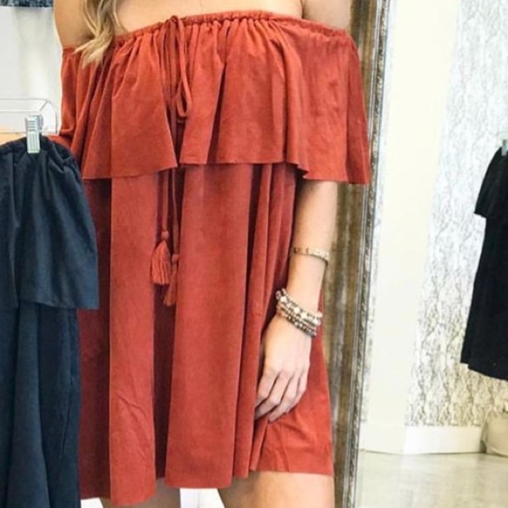 Off-the-Shoulder, Suede Dress